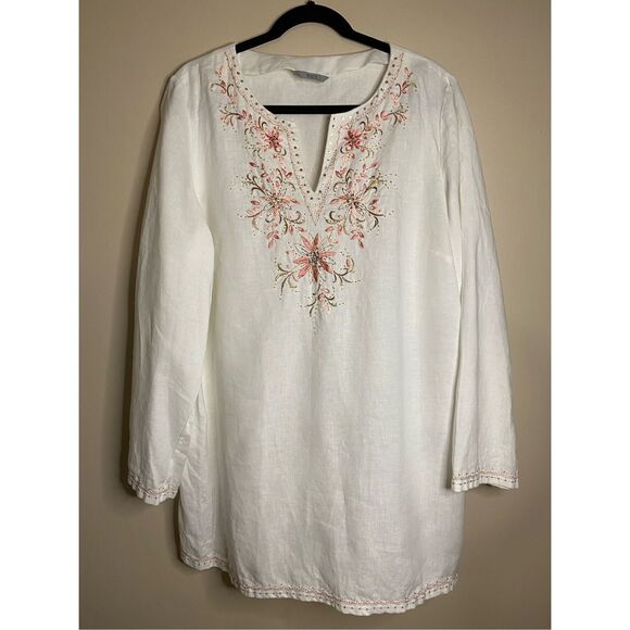 Marks & Spencer White Tunic with Floral Embroidery - Picture 1 of 4